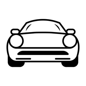 Black vector car front icon on white background Stock Illustration