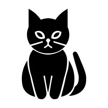 Black vector cat icon on white background Stock Illustration