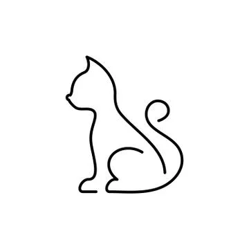 Black vector cat thin line icon Illustration