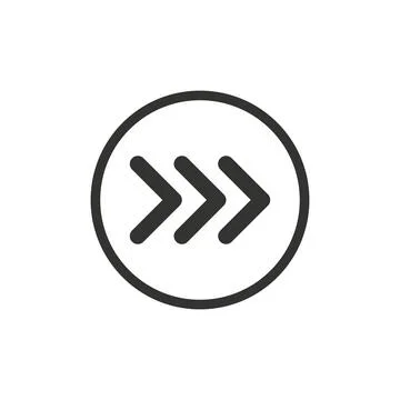 Black vector chevron arrows pointing right, three arrows in row. road sign fo Stock Illustration