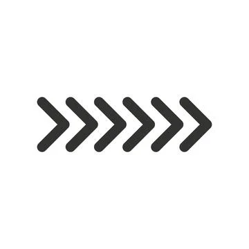 Black vector chevron arrows pointing right, six arrows in row. road sign for  Stock Illustration