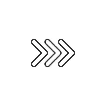 Black vector chevron arrows pointing right, three arrows in row. road sign for Stock Illustration