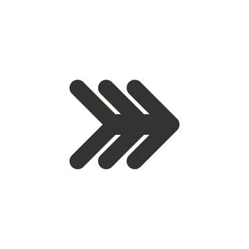 Black vector chevron arrows pointing right in circle, three arrows in row. ro Stock Illustration