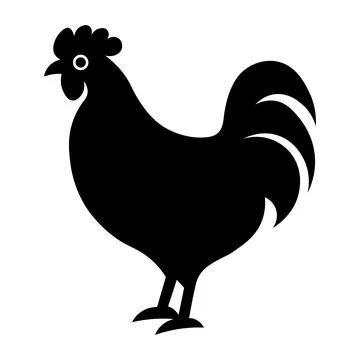 Black vector chicken icon on white background Stock Illustration