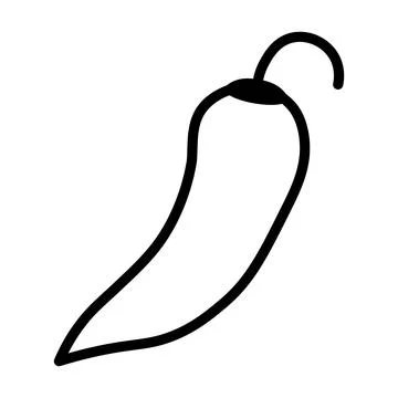 Black vector chilli icon on white background Stock Illustration