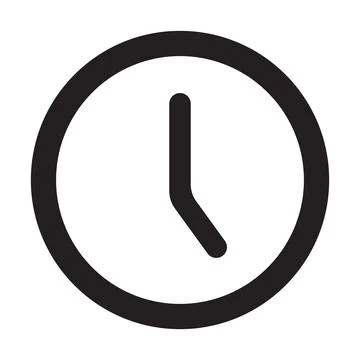 Black vector clock time icon isolated on white background Stock Illustration