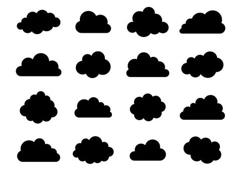 Black vector cloud icons isolated on white Stock-Illustration