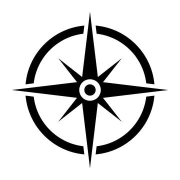 Black vector compass icon on white background Stock Illustration