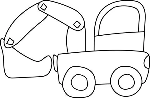 Black vector contour excavator machine Stock Illustration