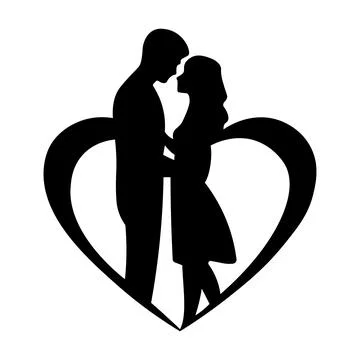 Black vector couple icon on white background Stock Illustration