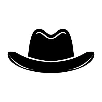 Black vector cowboy hat icon on white background Illustrazione stock