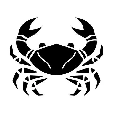 Black vector crab icon on white background Stock Illustration