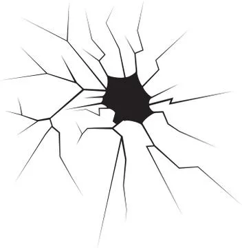 Black vector cracks, damage ground or broken glass ilustration Stock Illustration