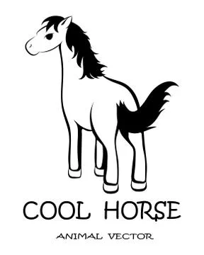 Black vector of cute horse eps 10 Illustrazione stock