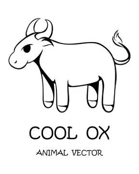 Black vector of cute ox eps 10. Stock Illustration