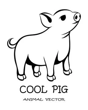 Black vector of cute pig eps 10 Illustrazione stock