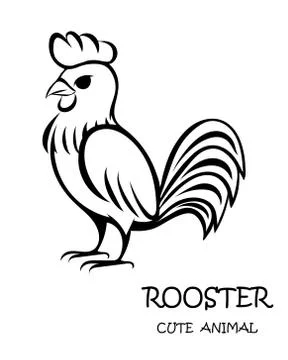 Black vector of cute rooster eps 10. Stock Illustration