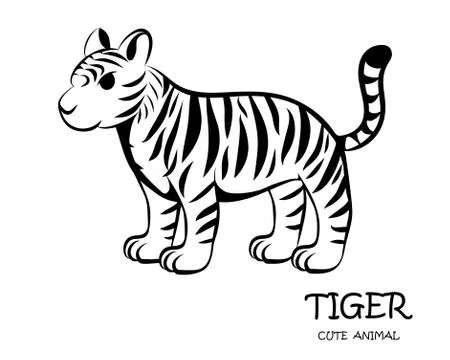 Black vector of cute tiger eps 10. Stock Illustration