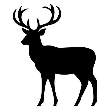 Black vector deer icon on white background Stock Illustration