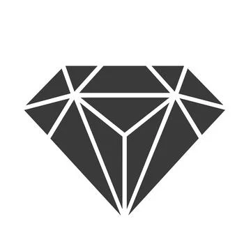 Black Vector Diamond Icon with Sparkles and Curved Accents Stock Illustration