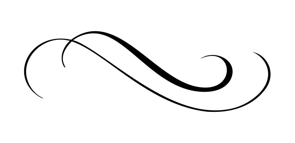 Black vector divider flourish, elegant swirl corner design calligraphy element Stock Illustration