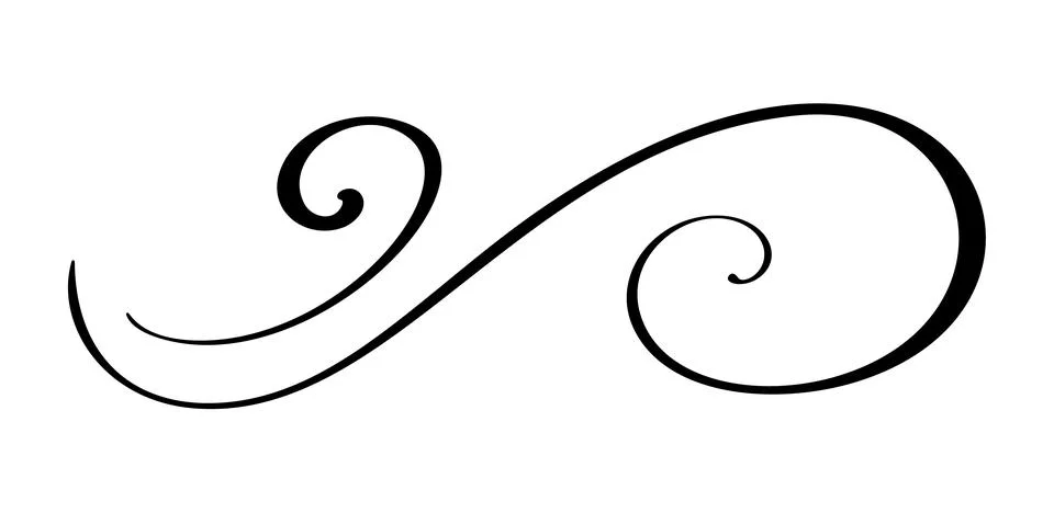 Black vector divider flourish, elegant swirl corner design calligraphy element Stock Illustration