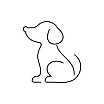 Black vector dog thin line icon イラスト素材