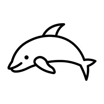 Black vector dolphin icon on white background Stock Illustration