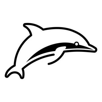 Black vector dolphin icon on white background Stock Illustration