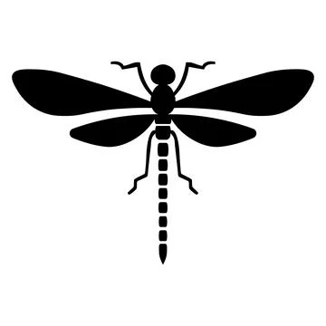 Black vector dragonfly icon on white background Stock Illustration