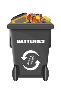 Black vector dumpster for batteries Stock Illustration