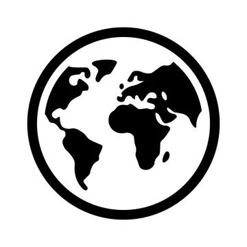 Black vector earth icon on white background Stock Illustration