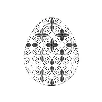 Black Vector Easter egg with abstract pattern isolated on a white background Stock Illustration