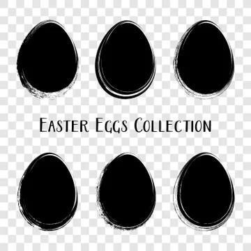 Black vector easter eggs brush stroke style Stock-Illustration