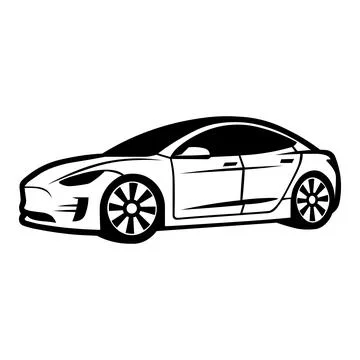 Black vector electric car icon on white background Stock Illustration