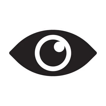 Black vector eye solid icon isolated on white background Stock Illustration