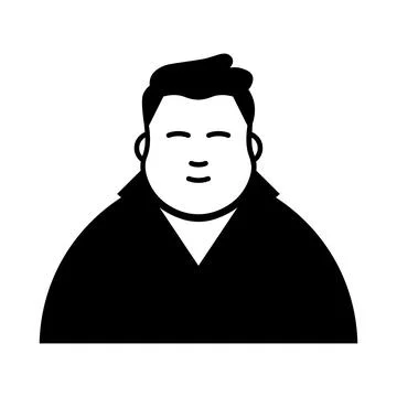 Black vector fat man icon on white background Illustrazione stock