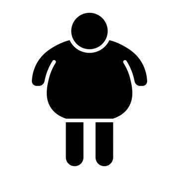 Black vector fat man icon on white background Stock Illustration
