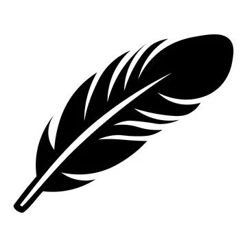 Black vector feather icon on white background Stock Illustration