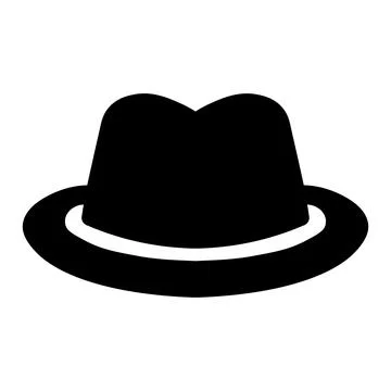 Black vector fedora hat icon on white background Stock Illustration