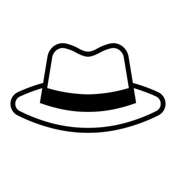 Black vector fedora hat icon on white background Illustrazione stock