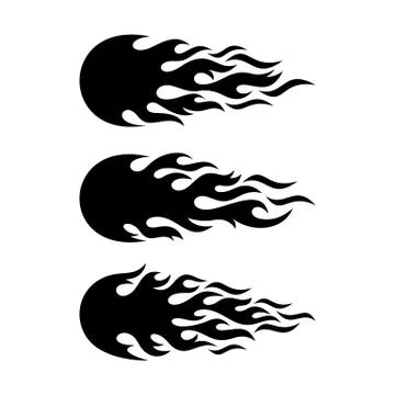 Black-vector-fire-flame-decorative-design-elements-isolated 库存插图