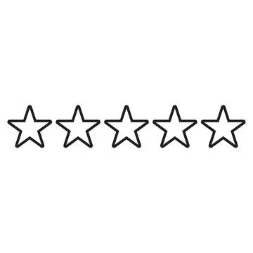 Black vector five stars line icon isolated on white background Stock Illustration