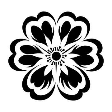 Black vector flower icon on white background Stock Illustration