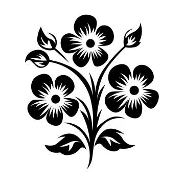 Black vector flower icon on white background Stock Illustration