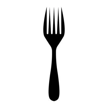 Black vector fork icon on white background Stock Illustration