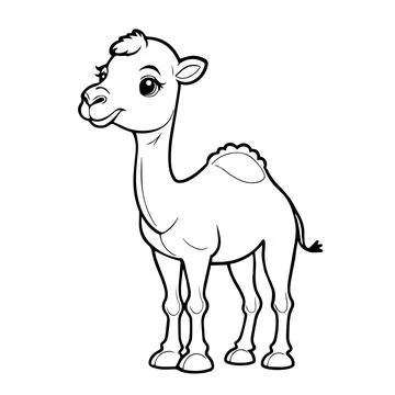 Black Vector fun camel smiling on a white background for coloring book for Stockillustratie
