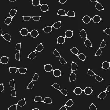 Black Vector Glasses Seamless Pattern Stock Illustration