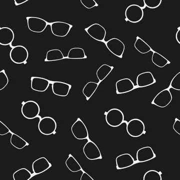 Black Vector Glasses Seamless Pattern Stock Illustration