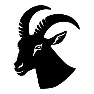 Black vector goat icon on white background Stock Illustration